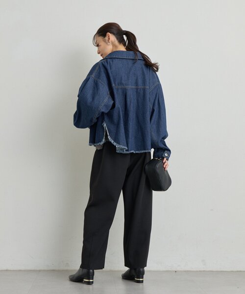 un dix cors（アンディコール）の「《オンオフ選ばず活躍》サンディカットジョーゼットカーブパンツ（スラックス・レディース・ブラック/オフホワイト/ライトグレー・FREE）」の13枚目の写真