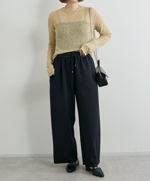 un dix cors（アンディコール）の「《オンオフ選ばず活躍》サンディカットジョーゼットカーブパンツ（スラックス・レディース・ブラック/オフホワイト/ライトグレー・FREE）」の16枚目の写真