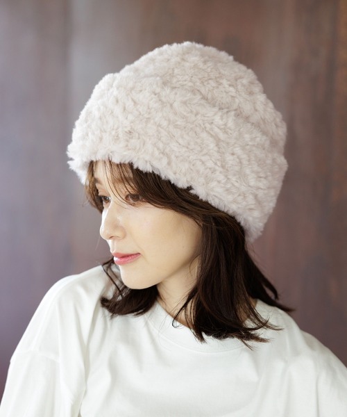 studio CLIP(スタディオクリップ)の「プードルファーワッチ(ニットキャップ/ビーニー・レディース・ナチュラル/チャコール/ブラウン・FREE)」の3枚目の写真