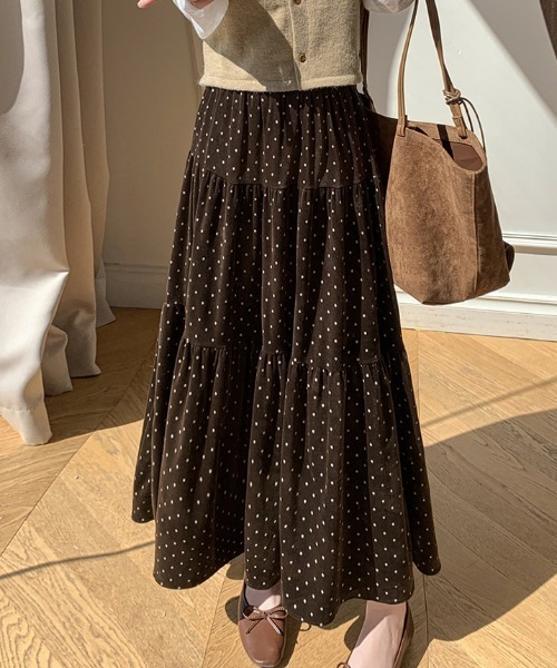 emi+（エミプラス）の「ドット柄ベロアロングスカート（スカート・レディース・ブラック/モカ・S/M）」の13枚目の写真