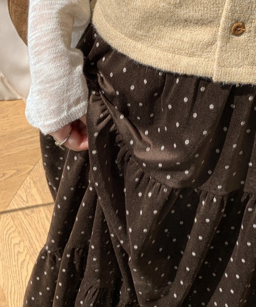 セール】ドット柄ベロアロングスカート（スカート）｜emi+（エミプラス