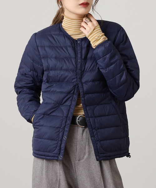 OMNES（オムネス）の「高密度ナイロンインナーダウンノーカラージャケット（ダウンジャケット/コート・レディース・アイボリー/カーキ/キャメル/ベージュ/ネイビー・WOMENS L/WOMENS M）」の19枚目の写真