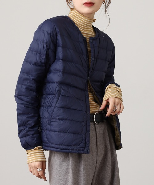 OMNES（オムネス）の「高密度ナイロンインナーダウンノーカラージャケット（ダウンジャケット/コート・レディース・アイボリー/カーキ/キャメル/ベージュ/ネイビー・WOMENS L/WOMENS M）」の20枚目の写真