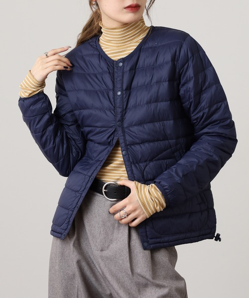 OMNES（オムネス）の「高密度ナイロンインナーダウンノーカラージャケット（ダウンジャケット/コート・レディース・アイボリー/カーキ/キャメル/ベージュ/ネイビー・WOMENS L/WOMENS M）」の18枚目の写真