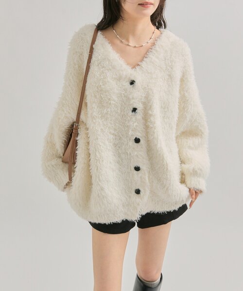 mystic（ミスティック）の「【前後2WAY】ループボタン カーディガン（カーディガン/ボレロ・レディース・キャメル/グレー/オフホワイト・FREE）」の4枚目の写真