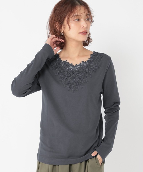 2WAYレースロングスリーブプルオーバー（Tシャツ/カットソー）｜studio