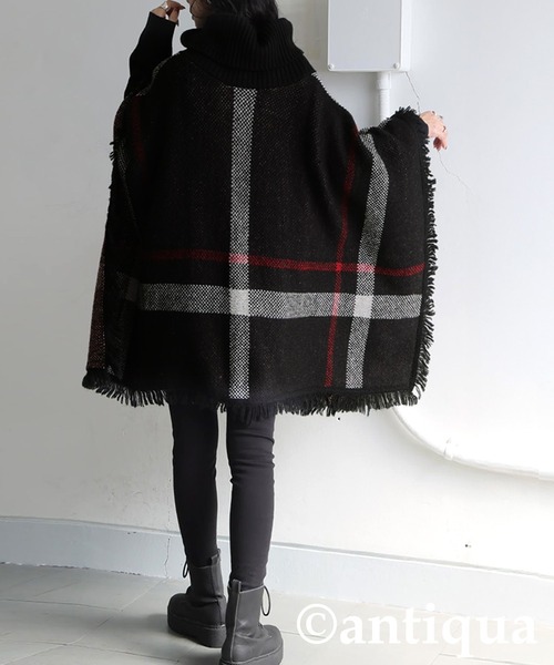 セール】チェック柄 2WAY ポンチョ スカート（ポンチョ）｜antiqua