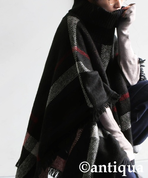 antiqua（アンティカ）の「チェック柄 2WAY ポンチョ スカート（ポンチョ・レディース・ブラック・ONESIZE）」の17枚目の写真