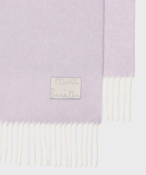 Paul Smith(ポールスミス)の「【オンラインショップ・一部店舗限定】"Cropped Logo" カシミヤブレンド マフラー / 255656 WCW(マフラー・レディース・オフホワイト/ミント/ラベンダー・FREE)」の7枚目の写真