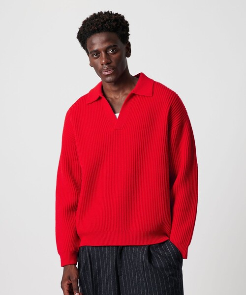 OWNESS フレンチ　ウール　アゼ　スキッパー　ニット セール】＜OWNESS＞フレンチ ウール アゼ スキッパー ニット（ニット