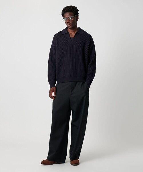 ＜OWNESS＞フレンチ ウール アゼ スキッパー ニット OWNESS＞フレンチ ウール アゼ スキッパー ニット（ニット/セーター