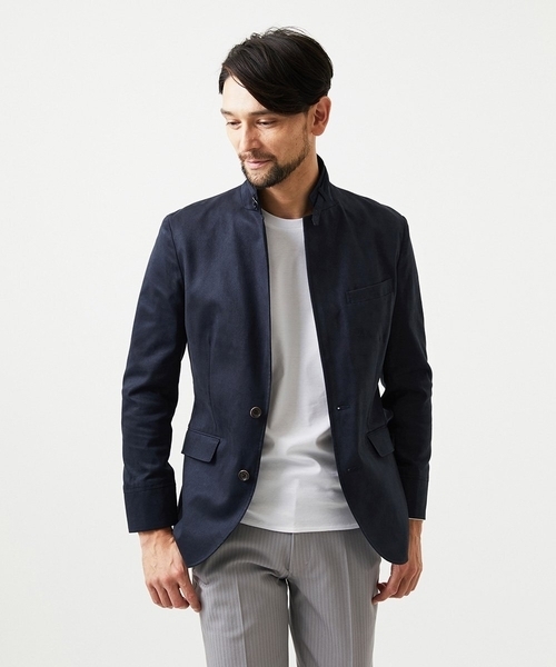 MICHEL KLEIN HOMME (ミッシェルクランオム)の「スエードコンバーチブルジャケット(テーラードジャケット・メンズ・グリーン/ネイビー/ベージュ・MEDIUM/LARGE/X-LARGE)」の3枚目の写真