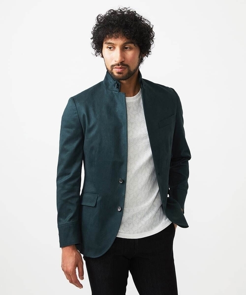 MICHEL KLEIN HOMME (ミッシェルクランオム)の「スエードコンバーチブルジャケット(テーラードジャケット・メンズ・グリーン/ネイビー/ベージュ・MEDIUM/LARGE/X-LARGE)」の2枚目の写真