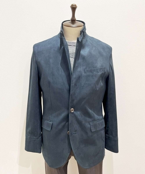 MICHEL KLEIN HOMME (ミッシェルクランオム)の「スエードコンバーチブルジャケット(テーラードジャケット・メンズ・グリーン/ネイビー/ベージュ・MEDIUM/LARGE/X-LARGE)」の5枚目の写真