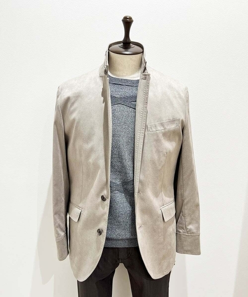 MICHEL KLEIN HOMME (ミッシェルクランオム)の「スエードコンバーチブルジャケット(テーラードジャケット・メンズ・グリーン/ネイビー/ベージュ・MEDIUM/LARGE/X-LARGE)」の9枚目の写真