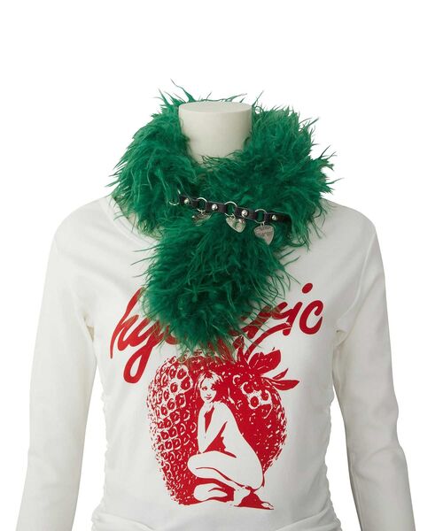 HYSTERIC GLAMOUR（ヒステリックグラマー）の「PICKレザーチェーン ファーマフラー（マフラー・レディース・ブラック/ピンク/グリーン・FREE）」の18枚目の写真