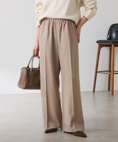 COLLAGE GALLARDAGALANTE（コラージュガリャルダガランテ）の「ラメストライプゴムベルトパンツ（スラックス・レディース・ベージュ/チャコールグレー・FREE）」の2枚目の写真