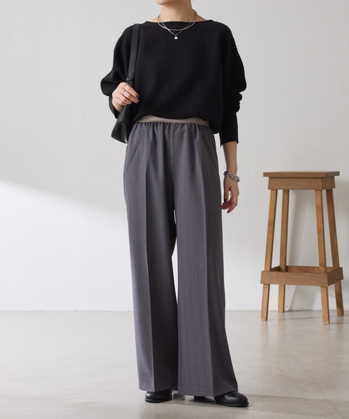 COLLAGE GALLARDAGALANTE（コラージュガリャルダガランテ）の「ラメストライプゴムベルトパンツ（スラックス・レディース・ベージュ/チャコールグレー・FREE）」の8枚目の写真