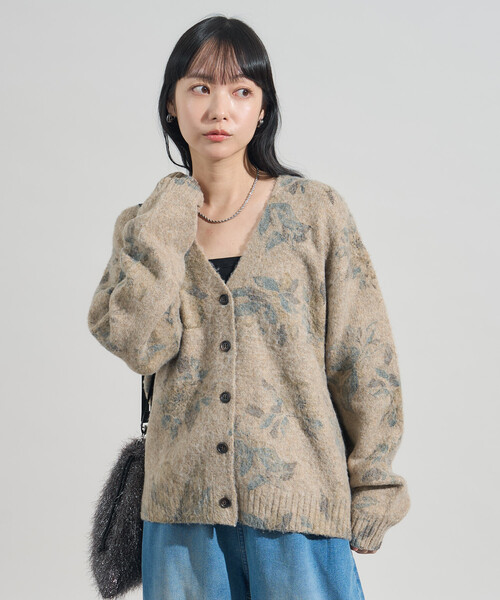 フラワーペイント ニットカーディガン（カーディガン/ボレロ