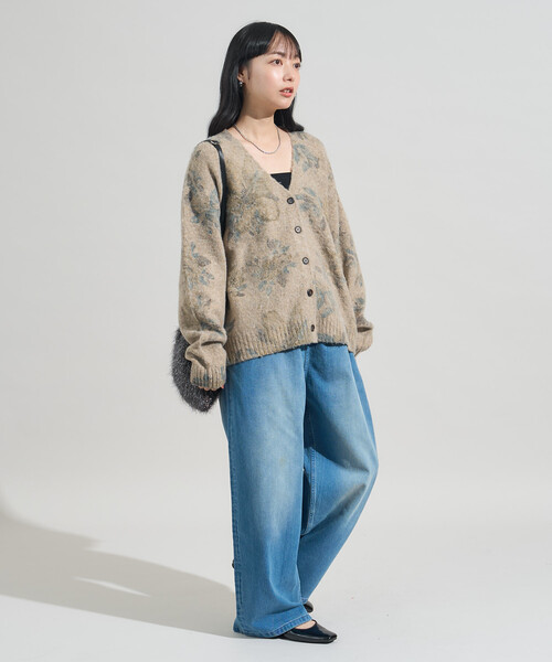 フラワーペイント ニットカーディガン（カーディガン/ボレロ