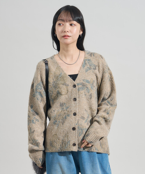 フラワーペイント ニットカーディガン（カーディガン/ボレロ