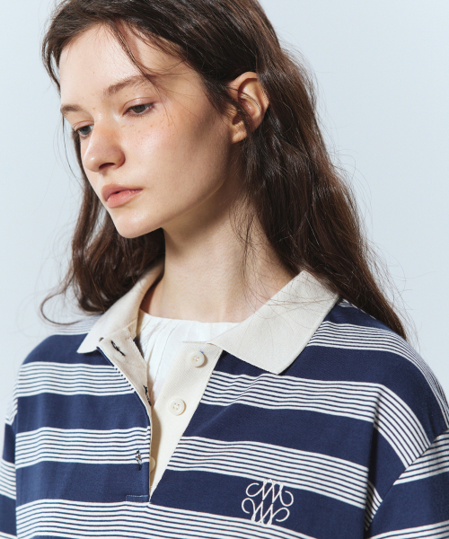 NICK&NICOLE(ニックアンドニコール)の「CLASSIC STRIPE PK LONG SLEEVE_NAVY(ポロシャツ・レディース・その他・LARGE/MEDIUM)」の2枚目の写真