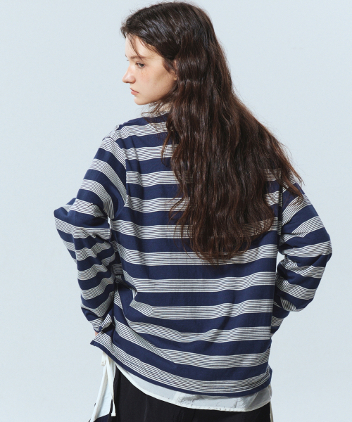 NICK&NICOLE(ニックアンドニコール)の「CLASSIC STRIPE PK LONG SLEEVE_NAVY(ポロシャツ・レディース・その他・LARGE/MEDIUM)」の3枚目の写真