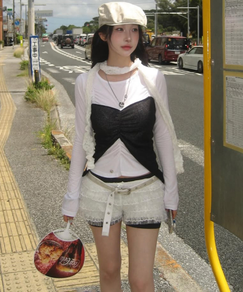 FLAREUP(フレアアップ)の「Bustier Layered Long Sleeve (FL-152_White)(Tシャツ/カットソー・レディース・ホワイト・OS)」の2枚目の写真
