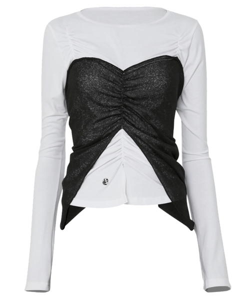 FLAREUP(フレアアップ)の「Bustier Layered Long Sleeve (FL-152_White)(Tシャツ/カットソー・レディース・ホワイト・OS)」の4枚目の写真