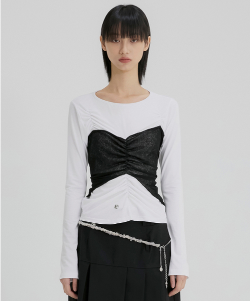 FLAREUP(フレアアップ)の「Bustier Layered Long Sleeve (FL-152_White)(Tシャツ/カットソー・レディース・ホワイト・OS)」の7枚目の写真