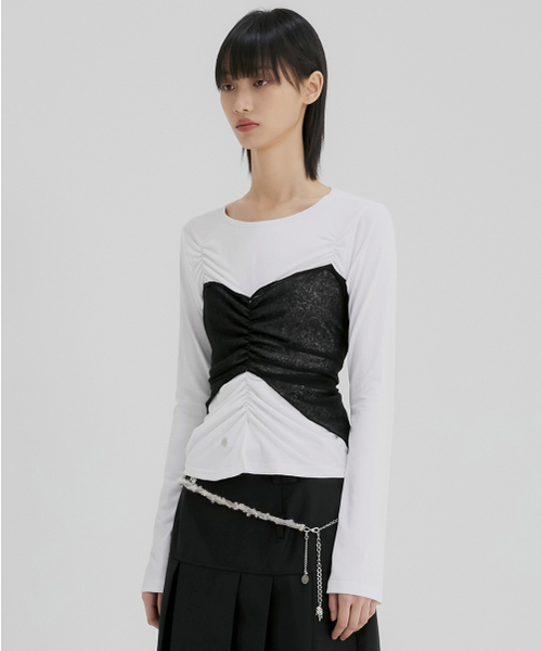 FLAREUP(フレアアップ)の「Bustier Layered Long Sleeve (FL-152_White)(Tシャツ/カットソー・レディース・ホワイト・OS)」の8枚目の写真