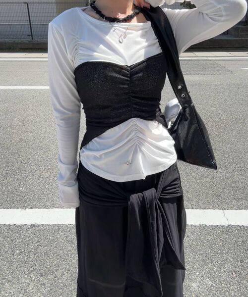 FLAREUP(フレアアップ)の「Bustier Layered Long Sleeve (FL-152_White)(Tシャツ/カットソー・レディース・ホワイト・OS)」の12枚目の写真
