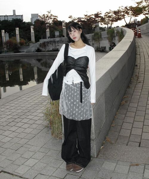 FLAREUP(フレアアップ)の「Bustier Layered Long Sleeve (FL-152_White)(Tシャツ/カットソー・レディース・ホワイト・OS)」の16枚目の写真