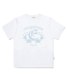 スカイブルーチームナンバー06プリントオーバーサイズ半袖Tシャツホワイト