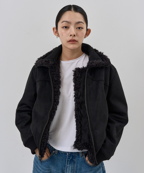 NUAKLE(ヌアクル)の「(w) コージーリバーシブルファージャケット_ブラック(ムートンコート・レディース・その他・1/2)」の2枚目の写真