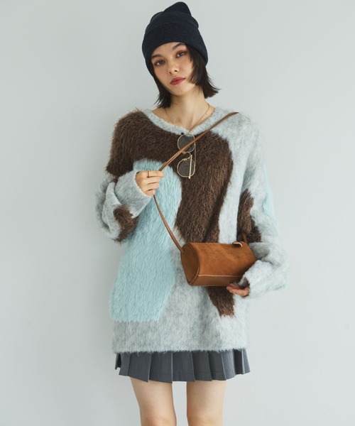 ♡Mira♡専用: fetico ニット FLORAL SLIT KNIT ZOZO限定】ACCENT MTERIAL KNIT PULLOVER/アクセントマテリアルニット