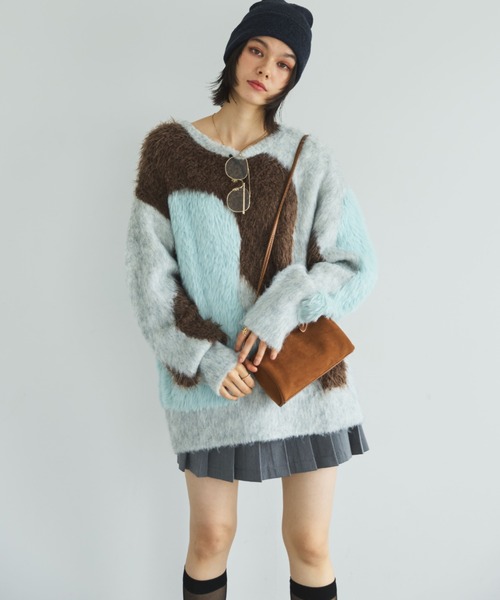 MIRROR STOKE（ミラーストーク）の「【ZOZO限定】ACCENT MTERIAL KNIT PULLOVER/アクセントマテリアルニットプルオーバー（ニット/セーター・レディース・ブルー/イエロー/ワインレッド・MEDIUM）」の14枚目の写真