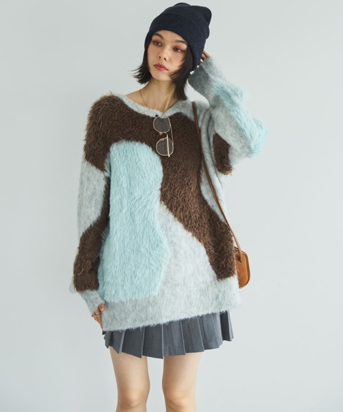 MIRROR STOKE（ミラーストーク）の「【ZOZO限定】ACCENT MTERIAL KNIT PULLOVER/アクセントマテリアルニットプルオーバー（ニット/セーター・レディース・ブルー/イエロー/ワインレッド・MEDIUM）」の12枚目の写真