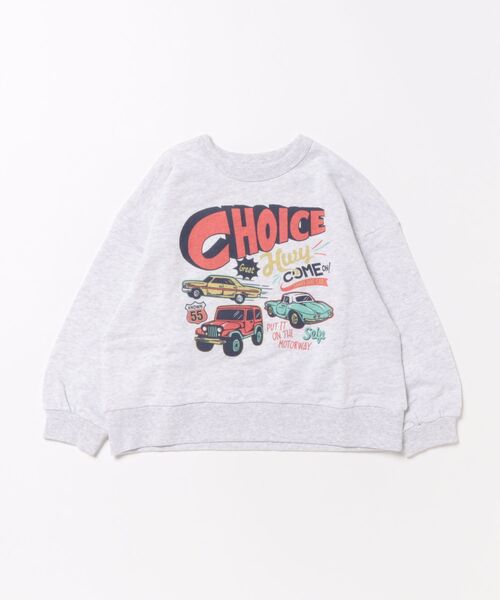 Life Support Products（ライフサポートプロダクツ）の「裏毛プリントトレーナー（スウェット・キッズ・オフホワイト/杢グレー/ブルー/カーキ/ピンク/ホワイト系その他/チャコール/オレンジ/パープル/マスタード・80/90/95/100/110/120/130/140/150）」の3枚目の写真