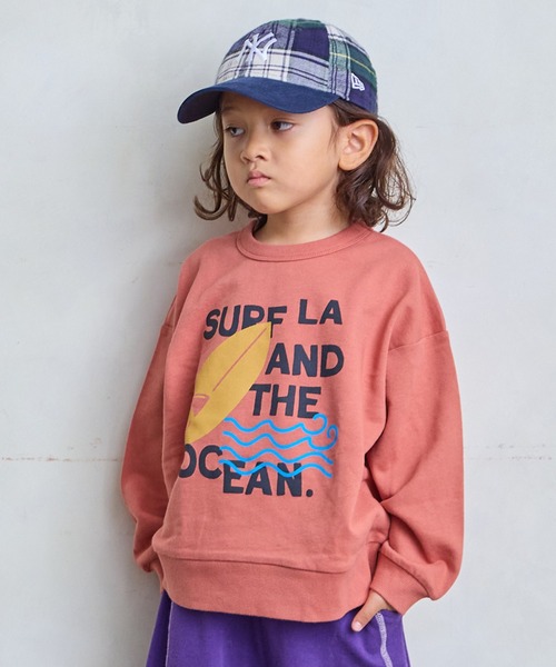 Life Support Products（ライフサポートプロダクツ）の「裏毛プリントトレーナー（スウェット・キッズ・オフホワイト/杢グレー/ブルー/カーキ/ピンク/ホワイト系その他/チャコール/オレンジ/パープル/マスタード・80/90/95/100/110/120/130/140/150）」の10枚目の写真