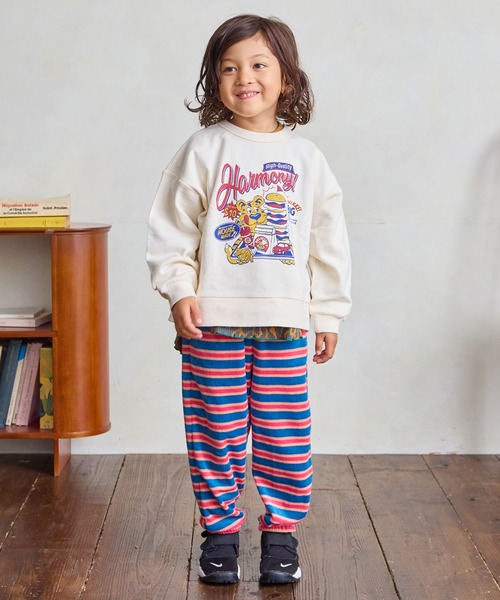 Life Support Products（ライフサポートプロダクツ）の「裏毛プリントトレーナー（スウェット・キッズ・オフホワイト/杢グレー/ブルー/カーキ/ピンク/ホワイト系その他/チャコール/オレンジ/パープル/マスタード・80/90/95/100/110/120/130/140/150）」の13枚目の写真