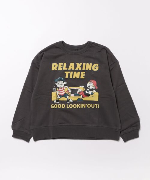 Life Support Products（ライフサポートプロダクツ）の「裏毛プリントトレーナー（スウェット・キッズ・オフホワイト/杢グレー/ブルー/カーキ/ピンク/ホワイト系その他/チャコール/オレンジ/パープル/マスタード・80/90/95/100/110/120/130/140/150）」の14枚目の写真