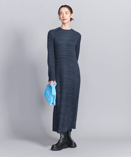 BEAUTY&YOUTH UNITED ARROWS（ビューティーアンドユースユナイテッドアローズ）の「【WEB限定 Wardrobe DAILY MINIMAL】リブニットフレアワンピース（ワンピース・レディース・ネイビー/モカ/ブラック・M/S）」の4枚目の写真