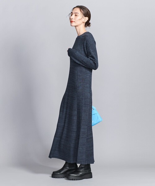 BEAUTY&YOUTH UNITED ARROWS（ビューティーアンドユースユナイテッドアローズ）の「【WEB限定 Wardrobe DAILY MINIMAL】リブニットフレアワンピース（ワンピース・レディース・ネイビー/モカ/ブラック・M/S）」の5枚目の写真