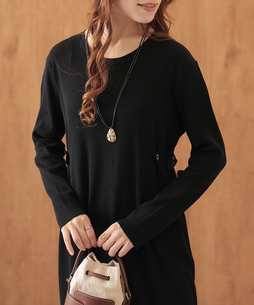 Lace Ladies（レースレディース）の「ラウンドネック ボーダー柄 長袖 ニット ワンピース（ワンピース・レディース・ブラック/ホワイト×ブラック/ブラック×ホワイト・FREE）」の20枚目の写真