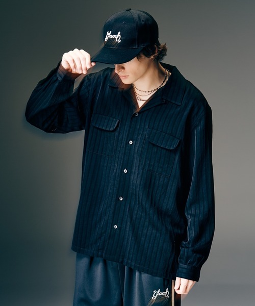 glamb(グラム)の「Stripe Jacquard Linen Shirt / ストライプジャガードリネンシャツ(シャツ/ブラウス・メンズ・ホワイト/ブラック/ブルー・S/M/L)」の1枚目の写真