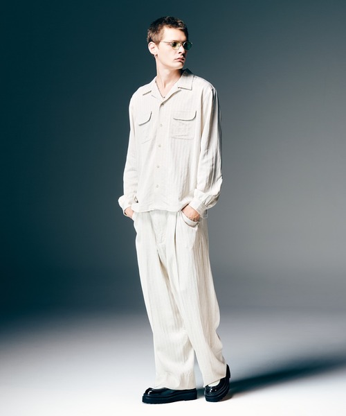 glamb(グラム)の「Stripe Jacquard Linen Shirt / ストライプジャガードリネンシャツ(シャツ/ブラウス・メンズ・ホワイト/ブラック/ブルー・S/M/L)」の10枚目の写真