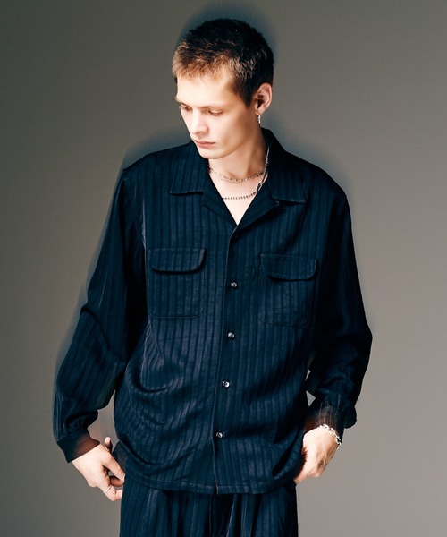 glamb(グラム)の「Stripe Jacquard Linen Shirt / ストライプジャガードリネンシャツ(シャツ/ブラウス・メンズ・ホワイト/ブラック/ブルー・S/M/L)」の8枚目の写真