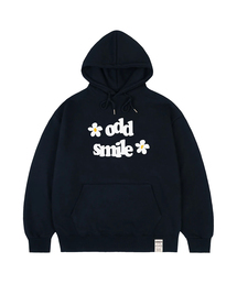 [ユニセックス]oddsmileロゴフラワーフードパーカー_ネイビー