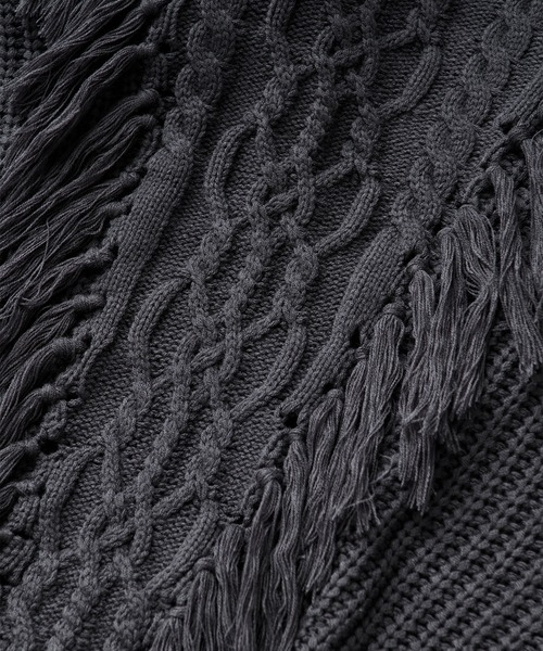 Ellno Loset（エルノロゼット）の「ソデファーケーブルキリカエニット（ニット/セーター・メンズ・チャコール/ブラック・SMALL/MEDIUM/LARGE）」の9枚目の写真